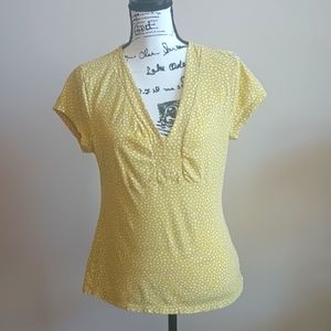 Banana Republic Lime Green Short Sleeve Top With White Polka Dots
